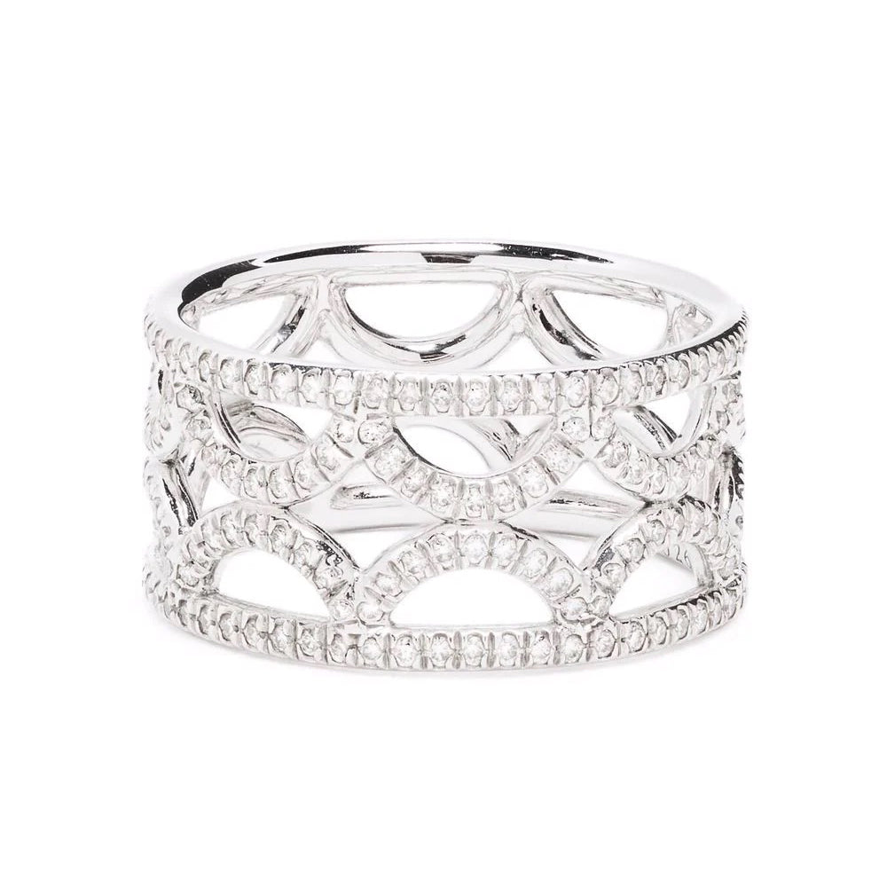 Bague bandeau Perpétuel.le pavée - Or blanc 18k - diamant éthique - Loyale Paris