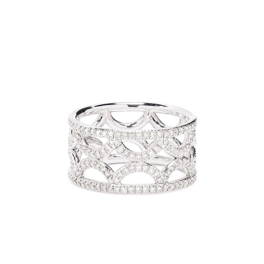 Bague bandeau Perpétuel.le pavée - Or blanc 18k - diamant éthique - Loyale Paris