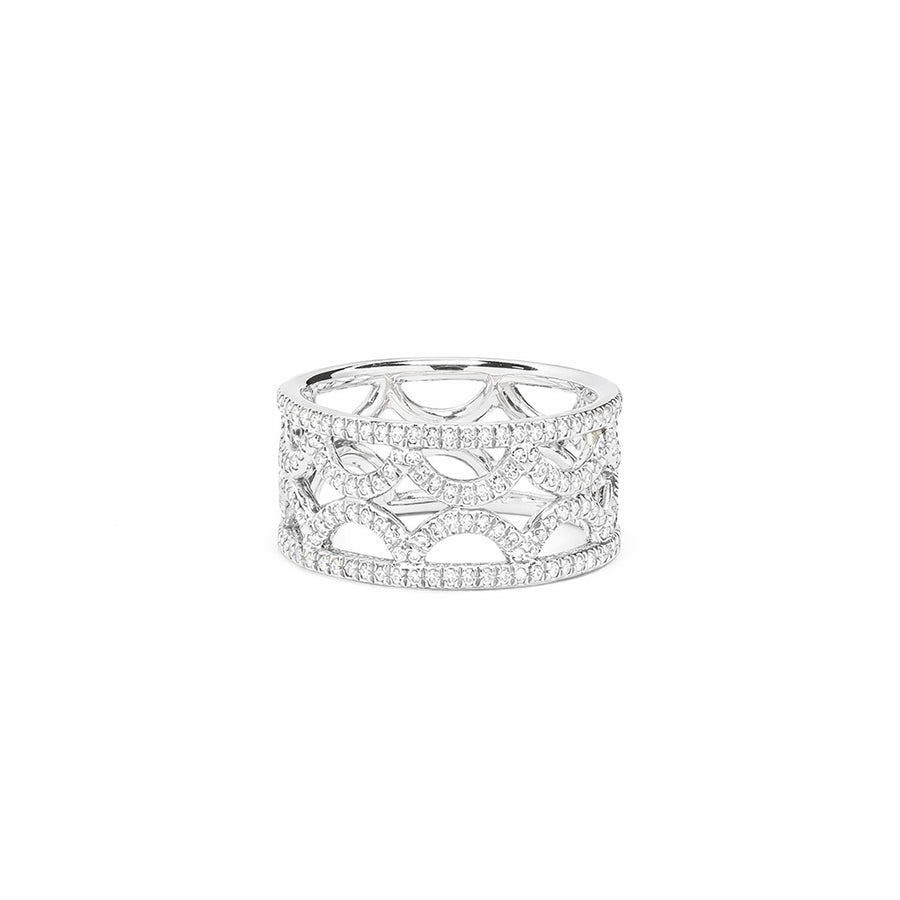 Bague bandeau Perpétuel.le pavée - Or blanc 18k - diamant éthique - Loyale Paris