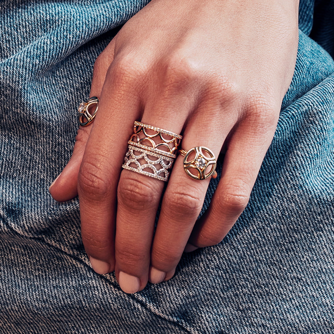 Bague bandeau Perpétuel.le pavée - Or blanc 18k - diamant éthique - Loyale Paris