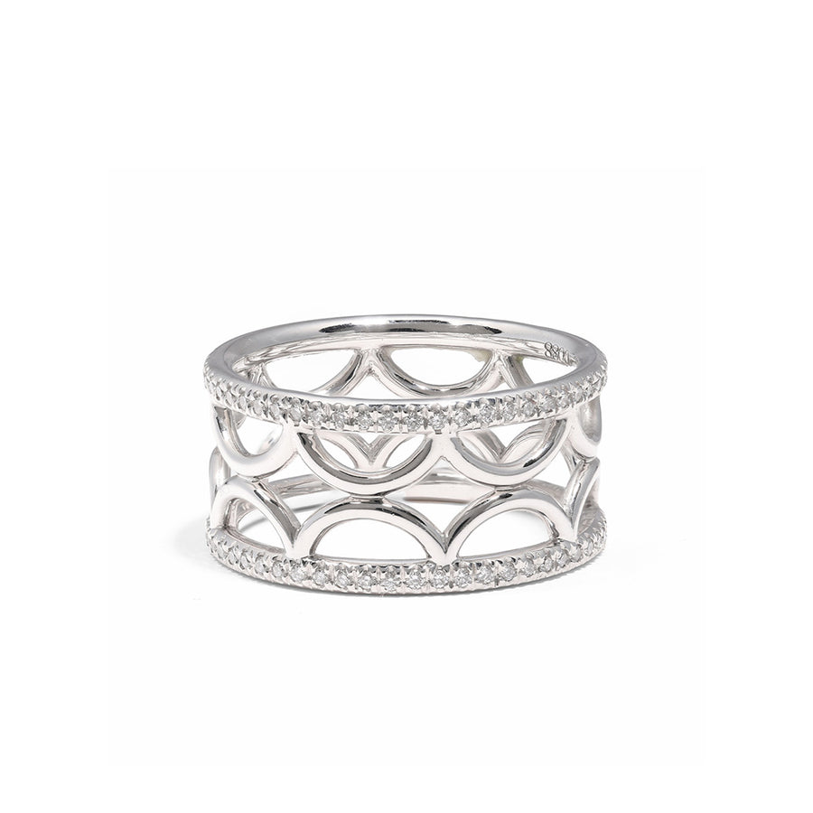 Bague bandeau Perpétuel.le semi-pavée - Or blanc 18k - diamant éthique - Loyale Paris