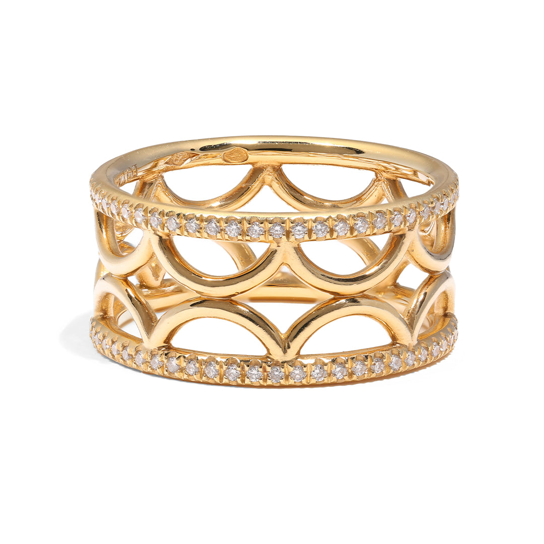 Bague bandeau Perpétuel.le semi-pavée - Or jaune 18k - diamant éthique - Loyale Paris