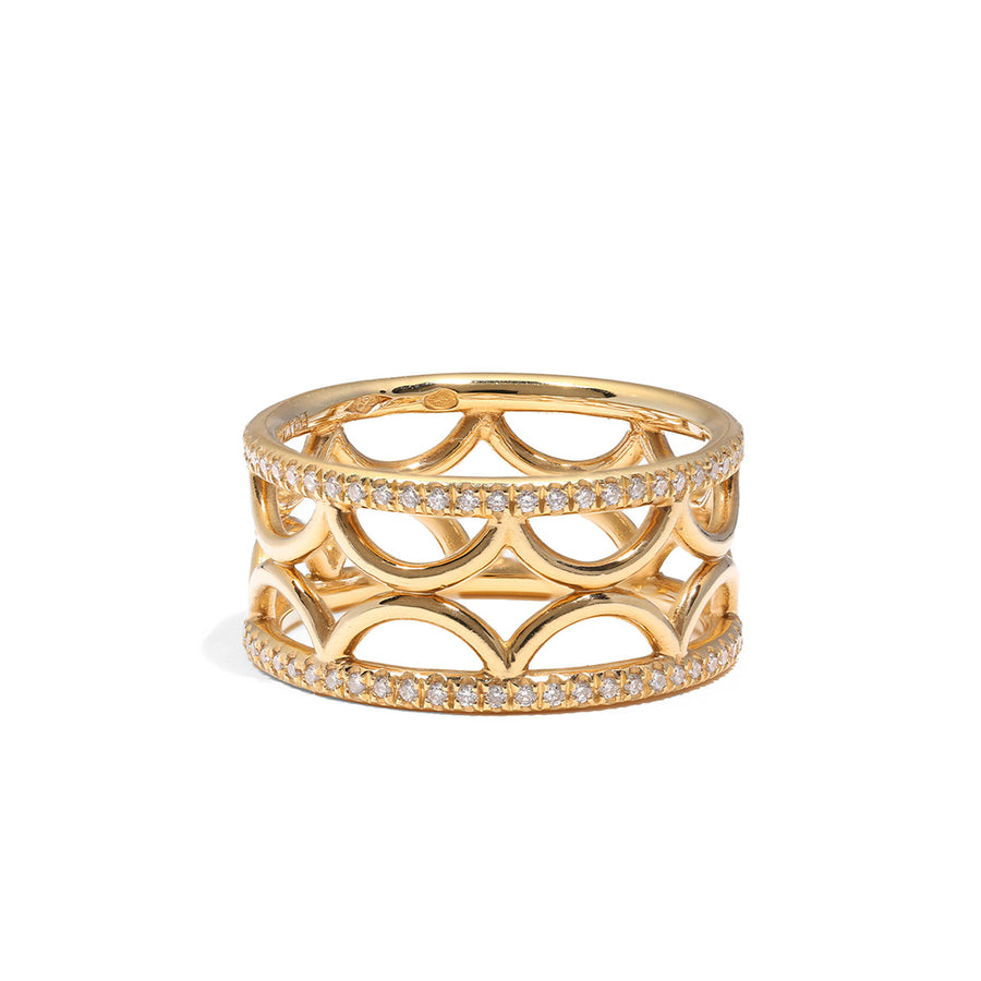 Bague bandeau Perpétuel.le semi-pavée - Or jaune 18k - diamant éthique - Loyale Paris