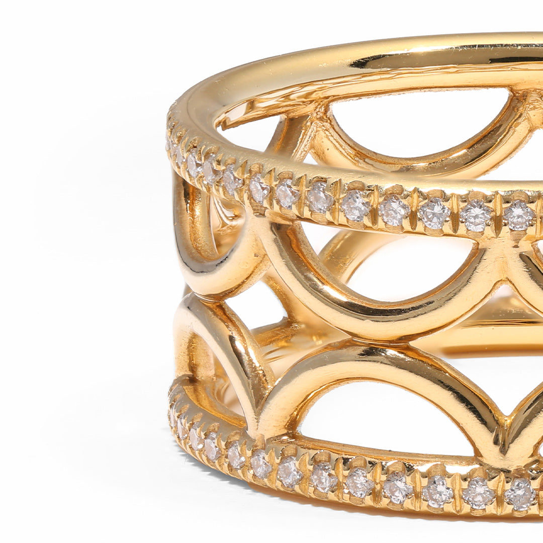 Bague bandeau Perpétuel.le semi-pavée - Or jaune 18k - diamant éthique - Loyale Paris