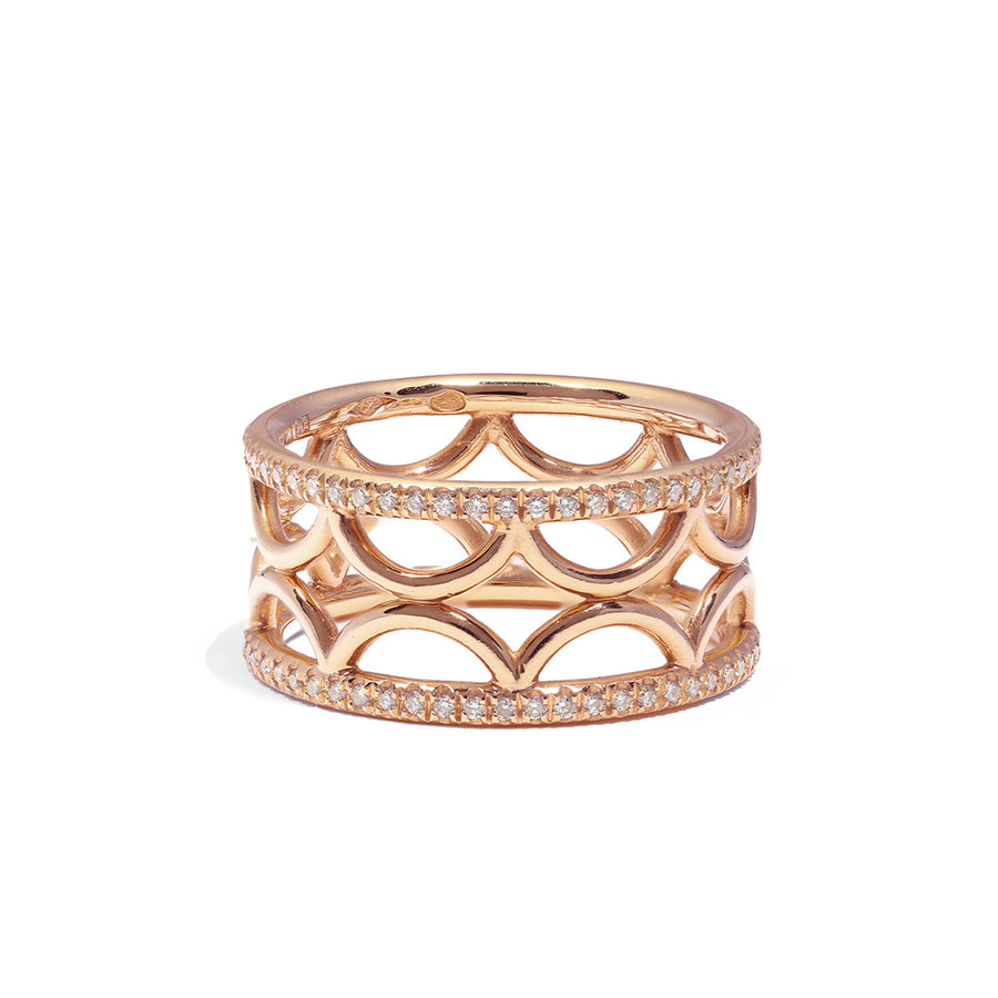 Bague bandeau Perpétuel.le semi-pavée - Or rose 18k - diamant éthique - Loyale Paris