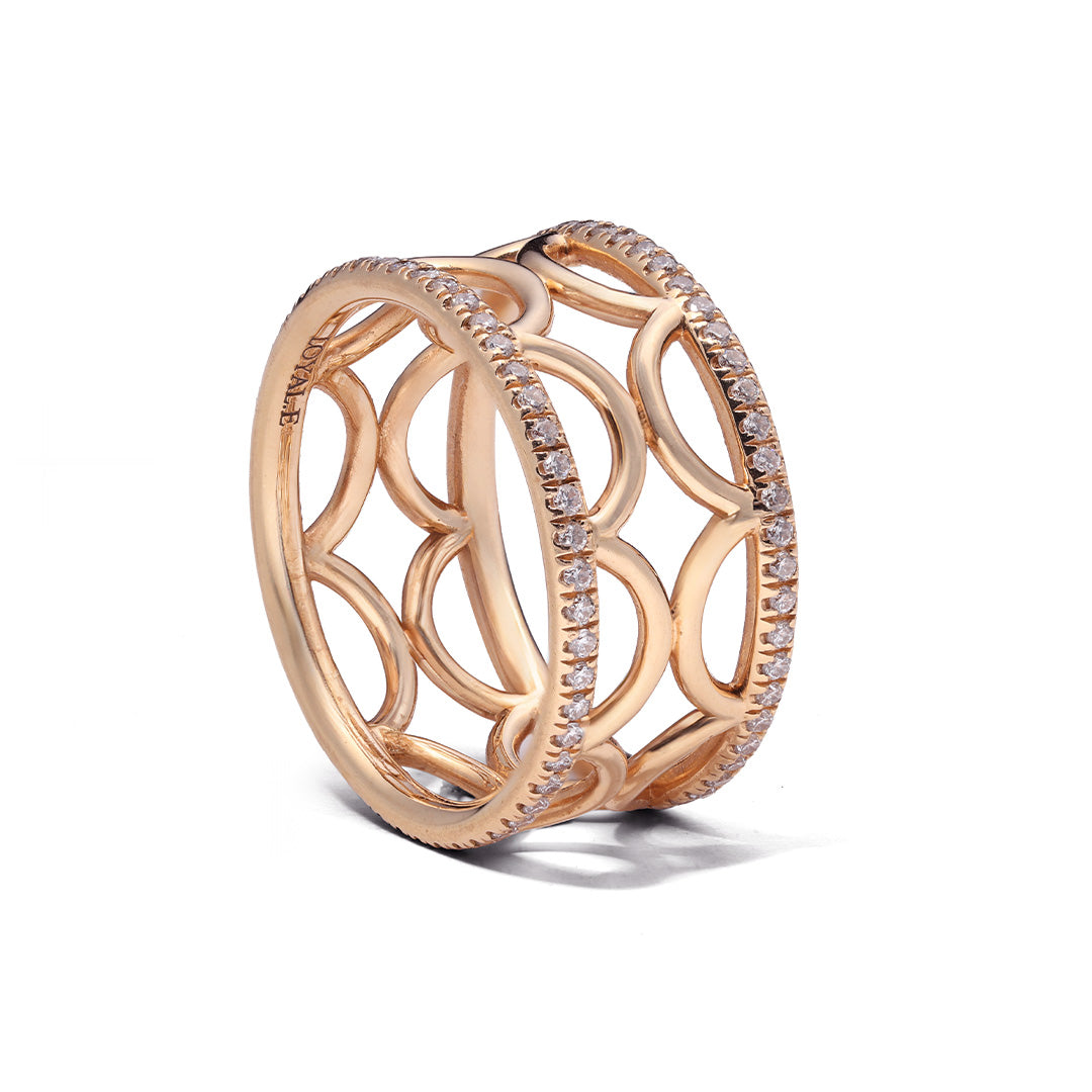 Bague bandeau Perpétuel.le semi-pavée - Or rose 18k - diamant éthique - Loyale Paris