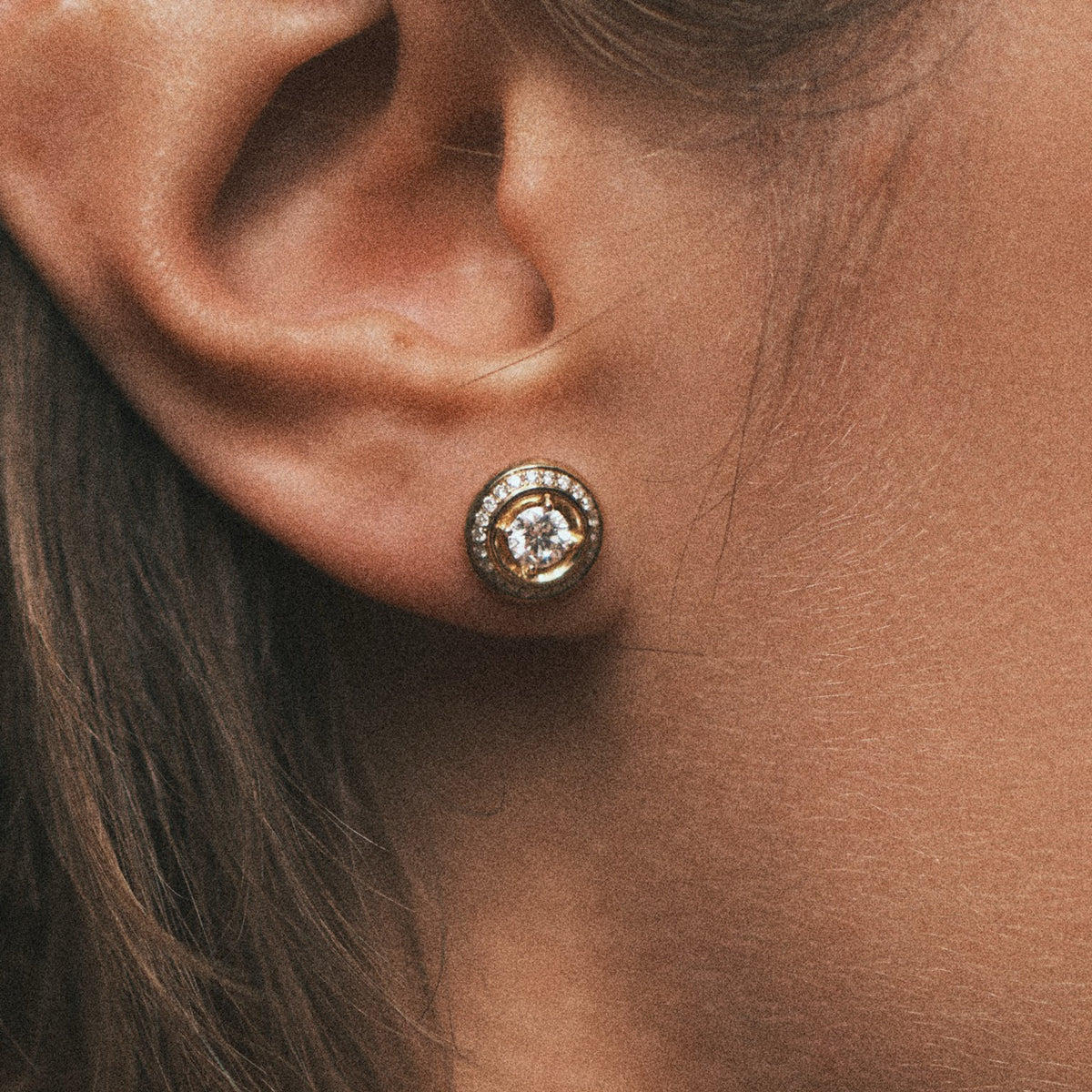 Boucles d oreilles Rayons Mini Or blanc 18k diamant ethique Loyale Paris