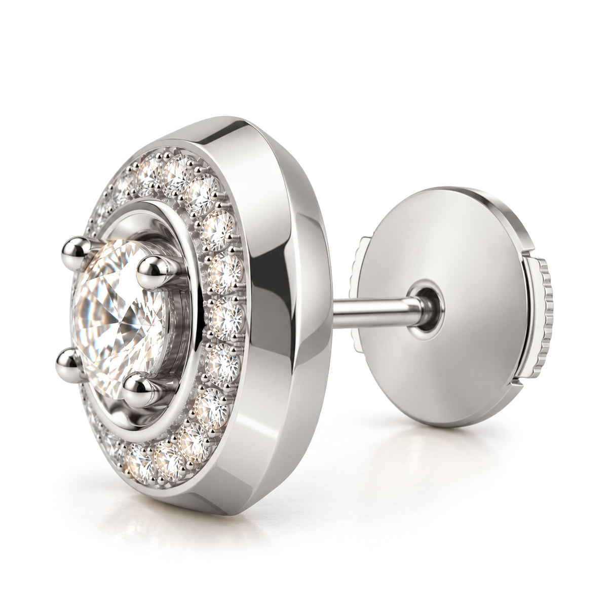 Boucles d oreilles Rayons Mini Or blanc 18k diamant ethique Loyale Paris