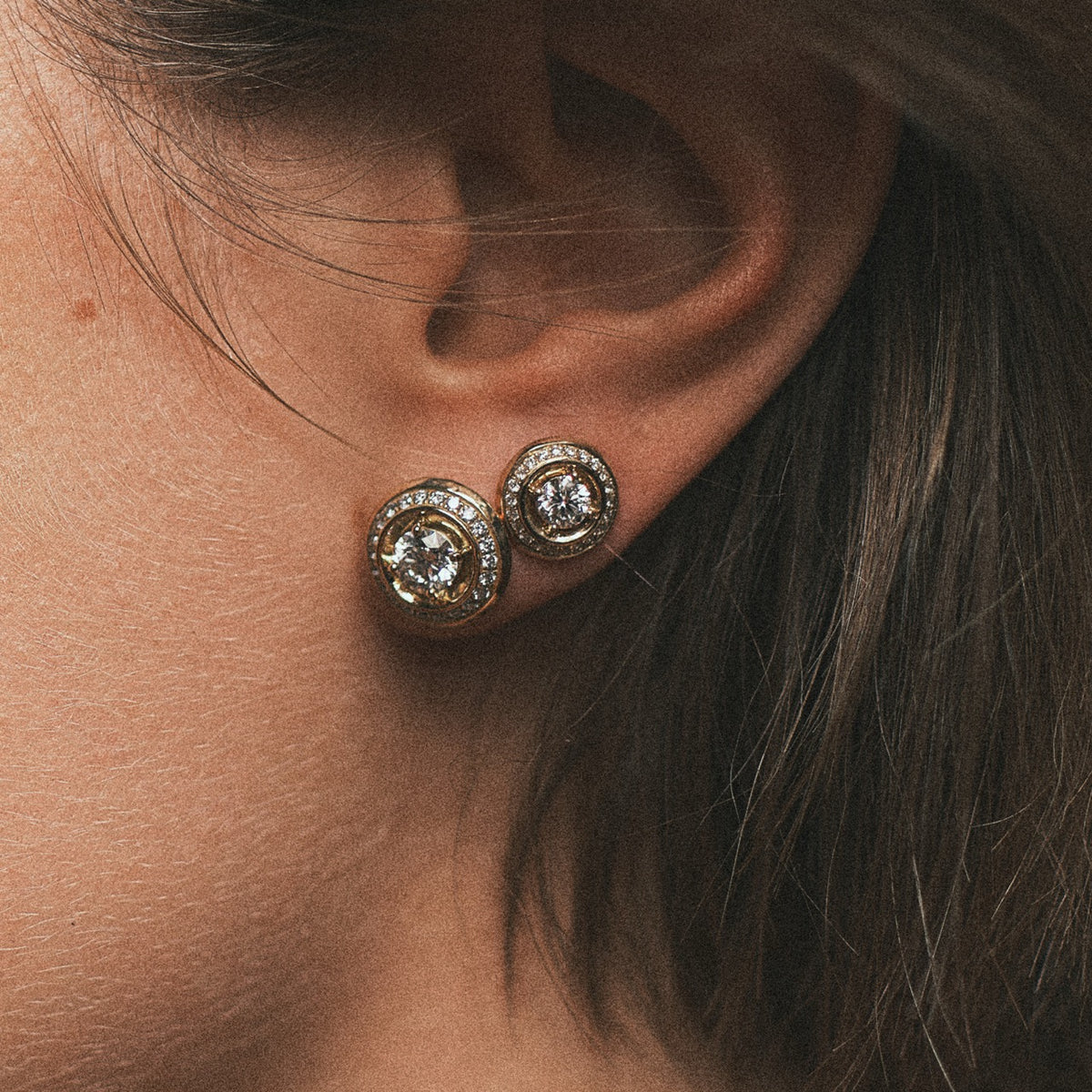 Boucles d oreilles Rayons Mini Or rose 18k diamant ethique Loyale Paris