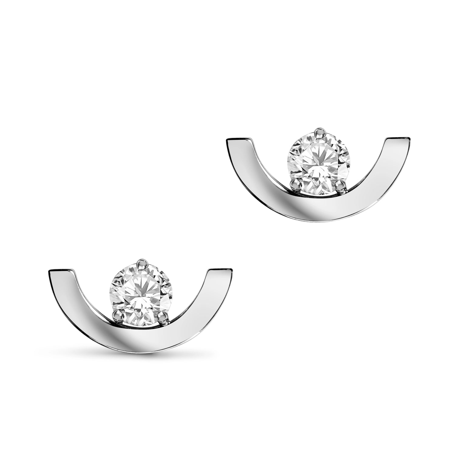 Boucle d'oreille Intrépide petit arc 0.25ct - Or blanc 18k - diamant éthique - Loyale Paris