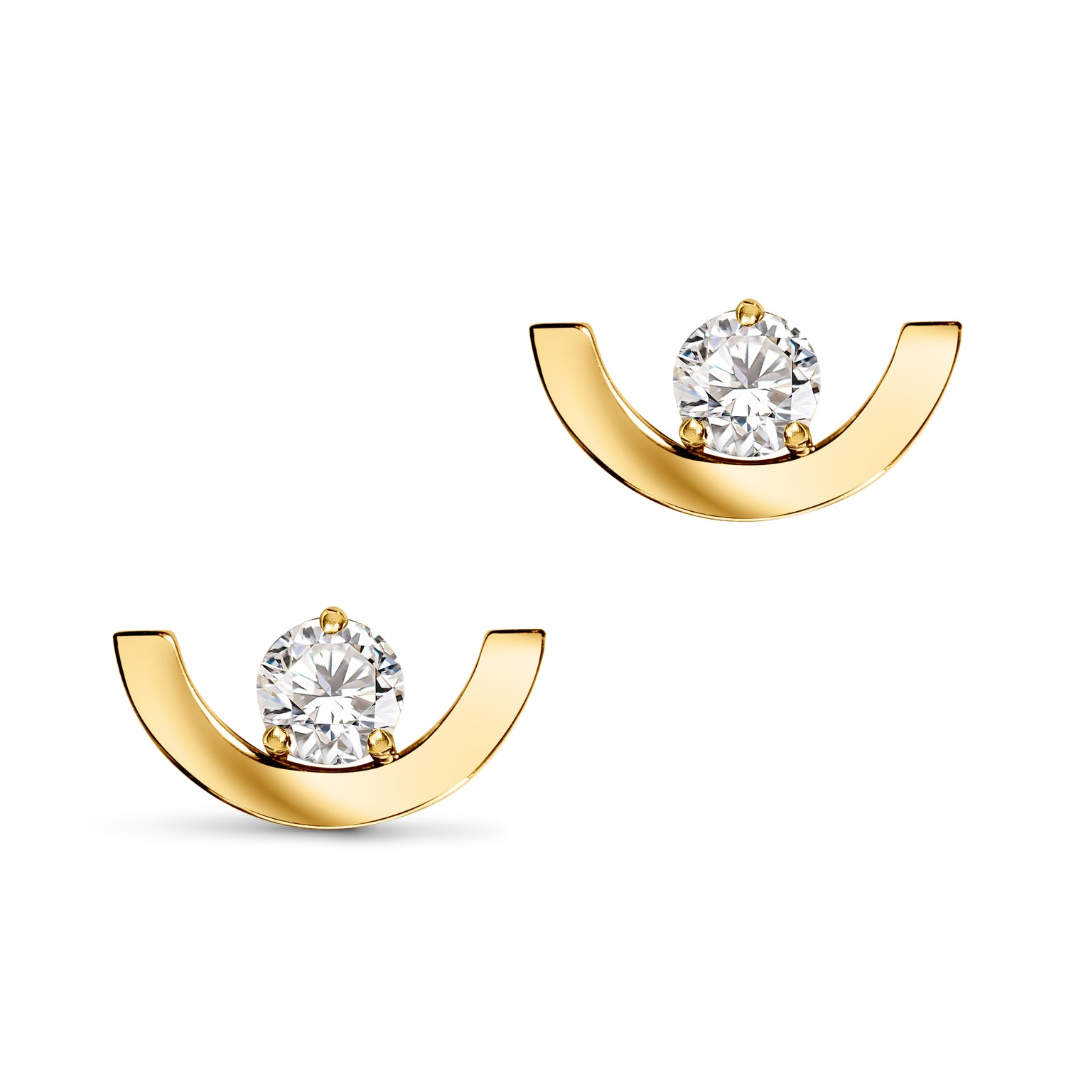 Boucle d'oreille Intrépide petit arc 0.25ct - Or jaune 18k - diamant éthique - Loyale Paris