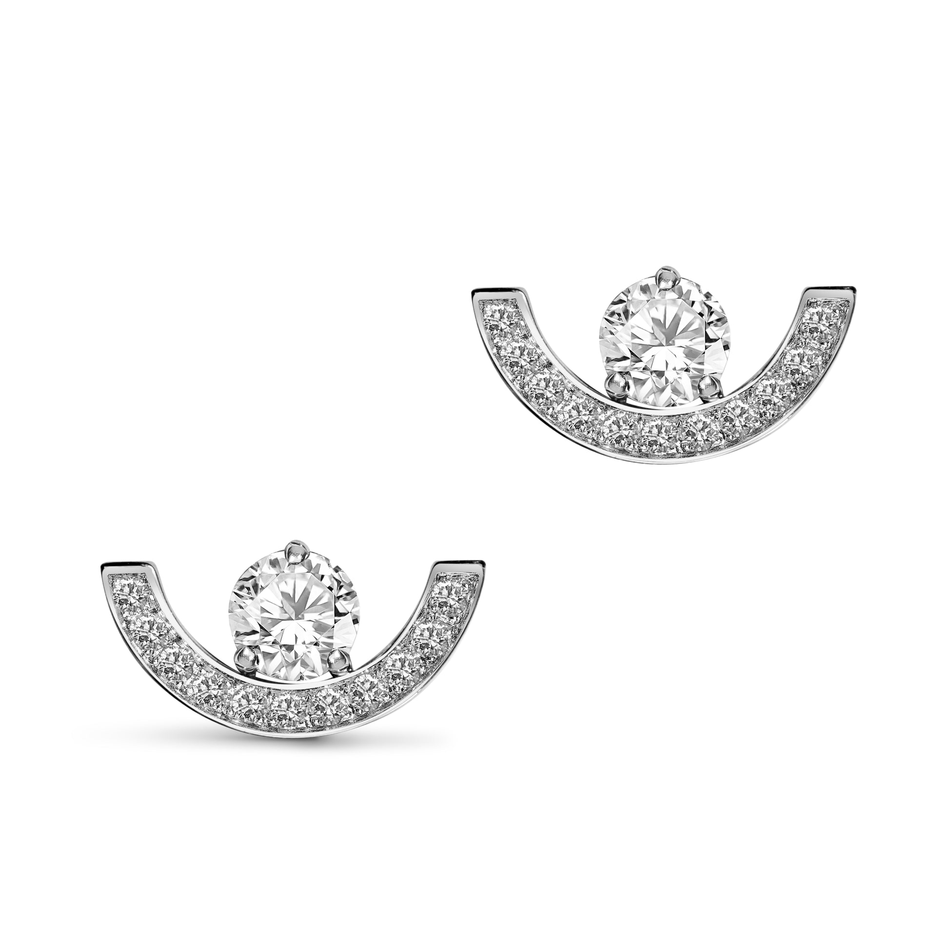 Boucle d'oreille Intrépide petit arc 0.25ct pavée - Or blanc 18k - diamant éthique - Loyale Paris