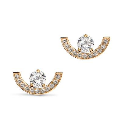 Boucle d'oreille Intrépide petit arc 0.25ct pavée - Or rose 18k - diamant éthique - Loyale Paris