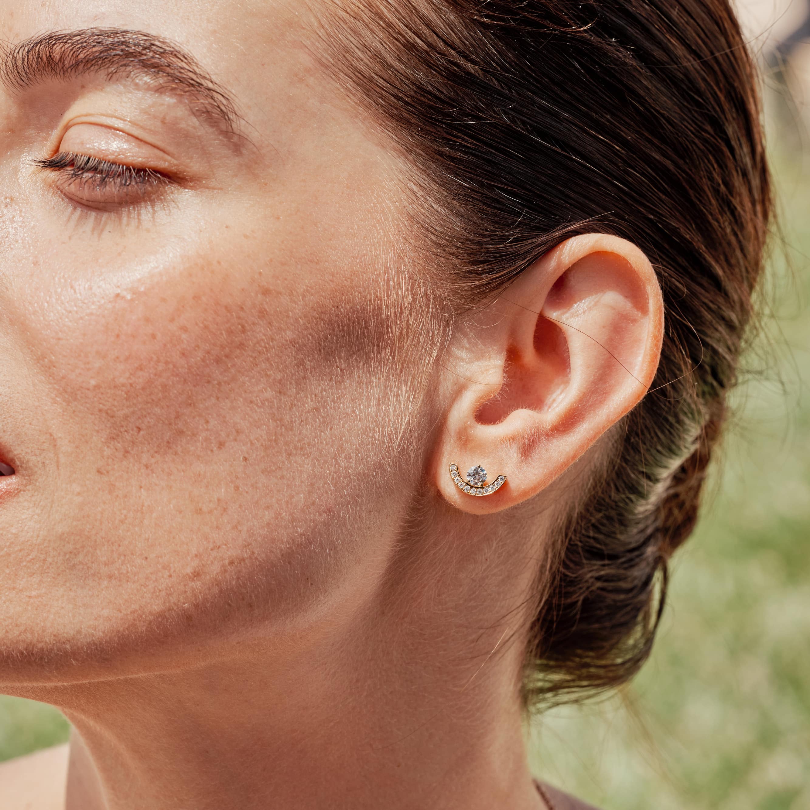 Boucles d oreilles Intrepide petit arc 0.25ct x2 pavée - Or rose 18k - diamant ethique - Loyale Paris - 2