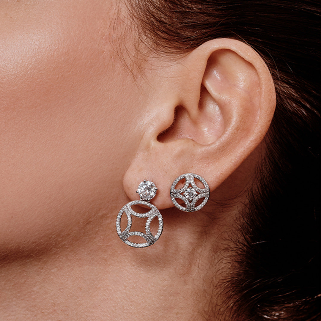 Boucles d'oreilles Perpétuel.le 0.25ct x2 pavées - Or blanc 18k - diamant éthique - Loyale Paris