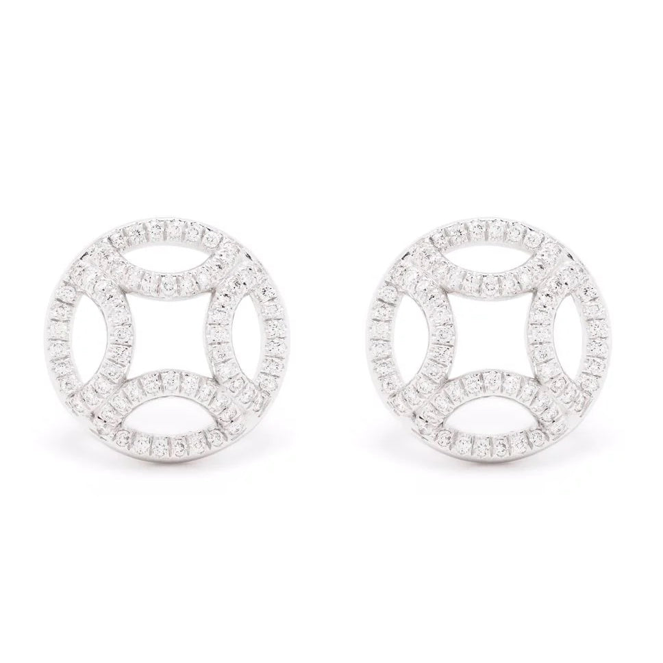 Boucles d'oreilles Perpétuel.le pavées - Or blanc 18k - diamant éthique - Loyale Paris