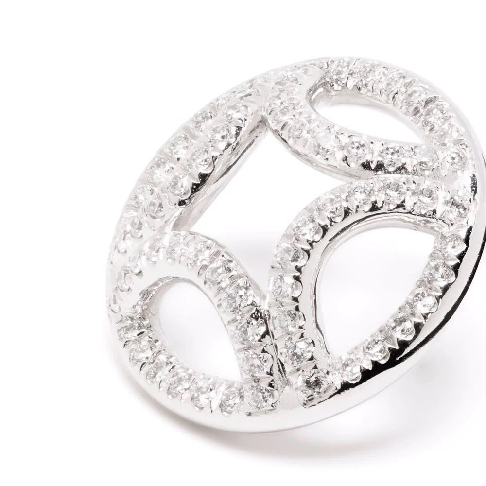 Boucles d'oreilles Perpétuel.le pavées - Or blanc 18k - diamant éthique - Loyale Paris