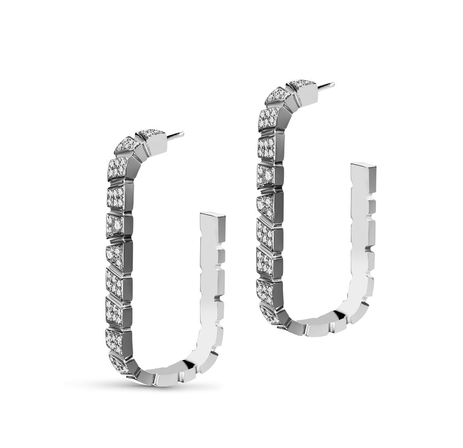 Boucles d oreilles Ride Love pavees Medium - Or blanc 18k - diamant ethique - Loyale Paris - 1