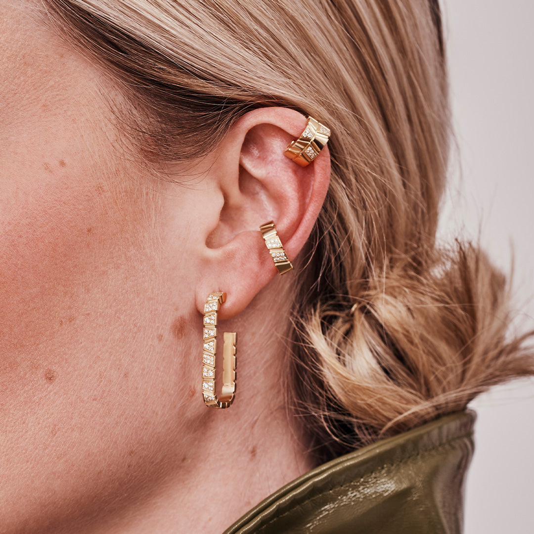 Boucles d'oreilles Ride & Love pavées Medium - Or blanc 18k - diamant éthique - Loyale Paris