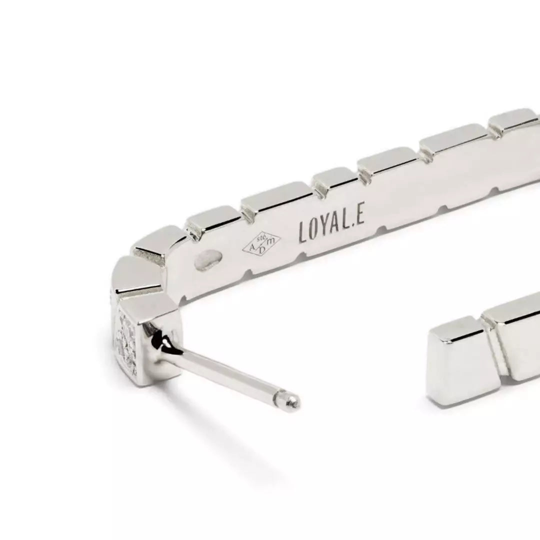 Boucles d'oreilles Ride & Love pavées Medium - Or blanc 18k - diamant éthique - Loyale Paris