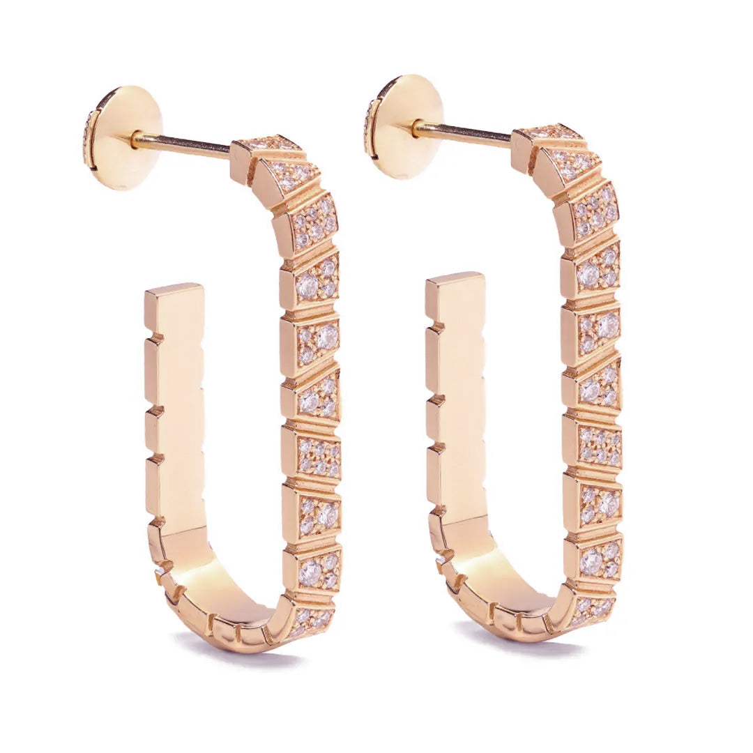 Boucles d oreilles Ride Love pavees Medium - Or rose 18k - diamant ethique - Loyale Paris - 1