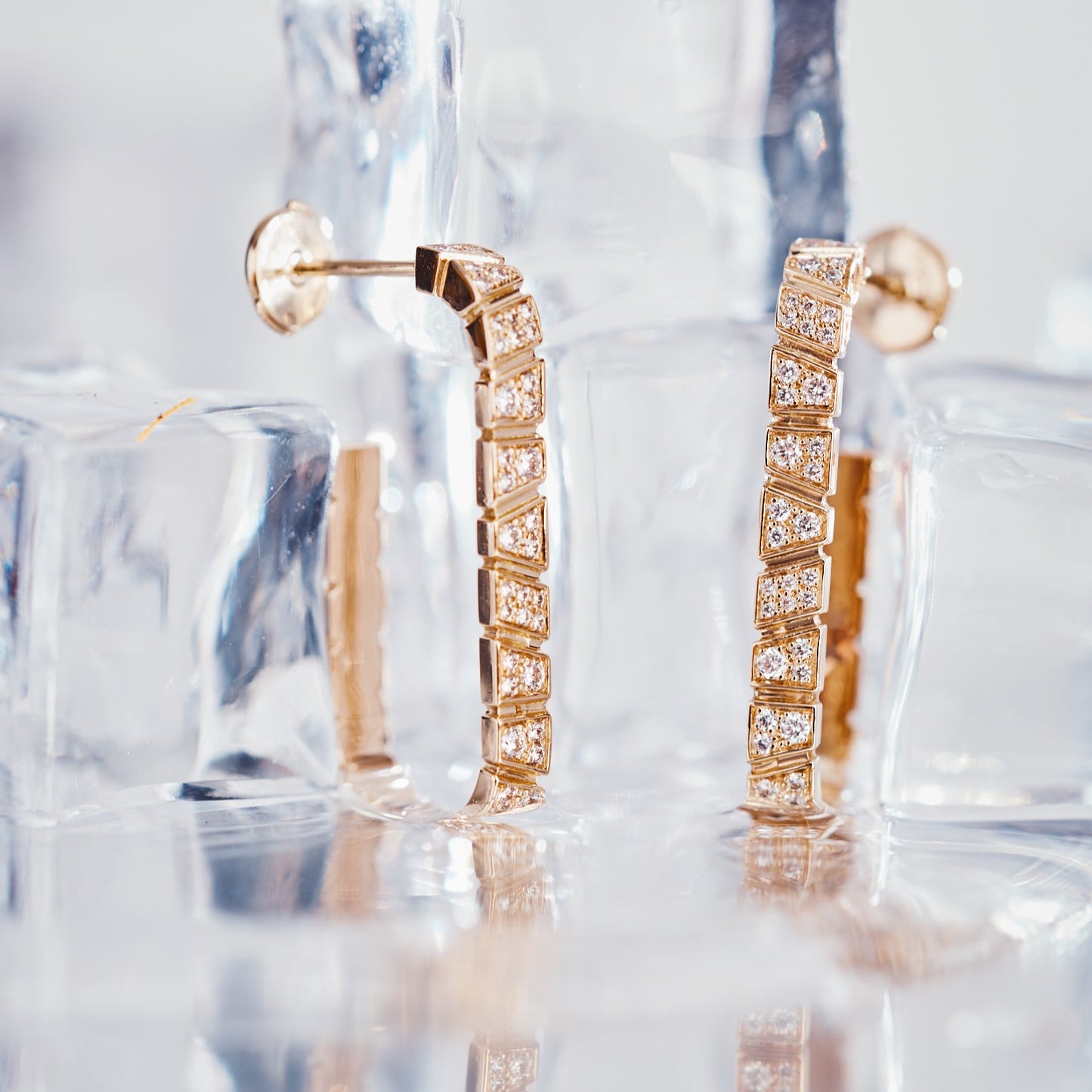 Boucles d'oreilles Ride & Love pavées Medium - Or rose 18k - diamant éthique - Loyale Paris