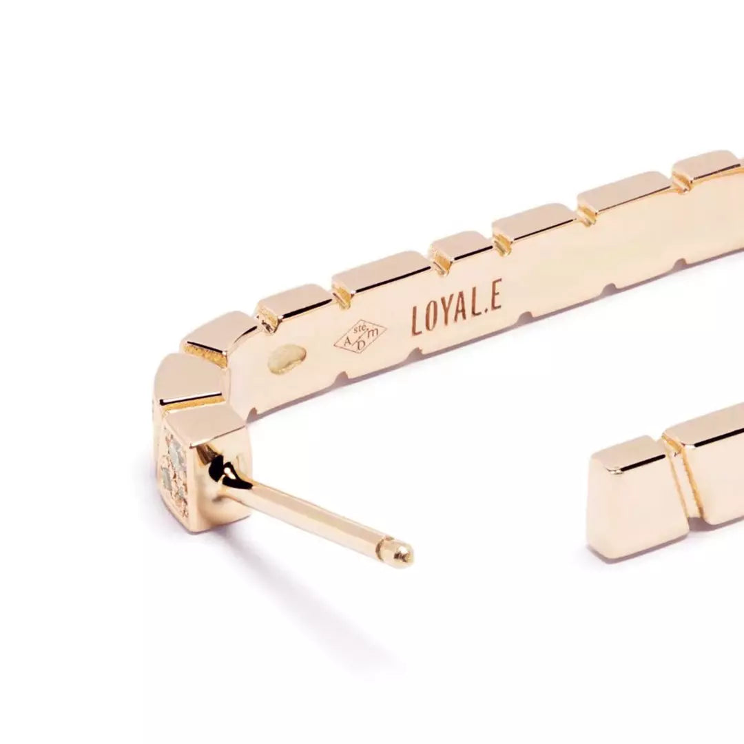 Boucles d'oreilles Ride & Love pavées Medium - Or rose 18k - diamant éthique - Loyale Paris