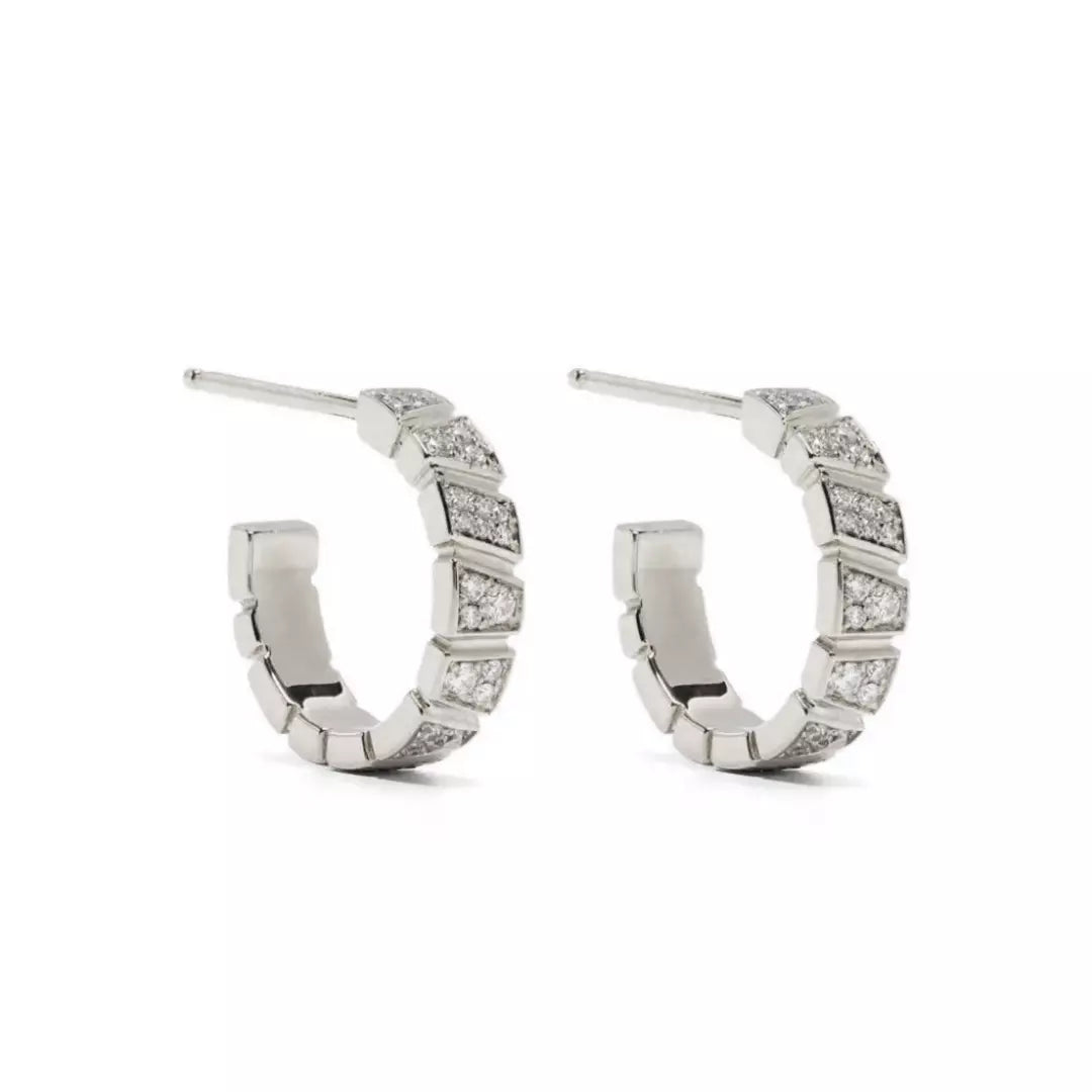 Boucles d'oreilles Ride & Love pavées Small - Or blanc 18k - diamant éthique - Loyale Paris