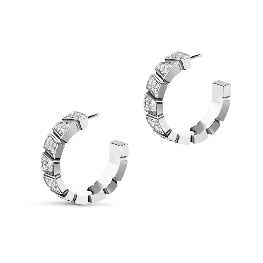 Boucles d'oreilles Ride & Love pavées Small - Or blanc 18k - diamant éthique - Loyale Paris