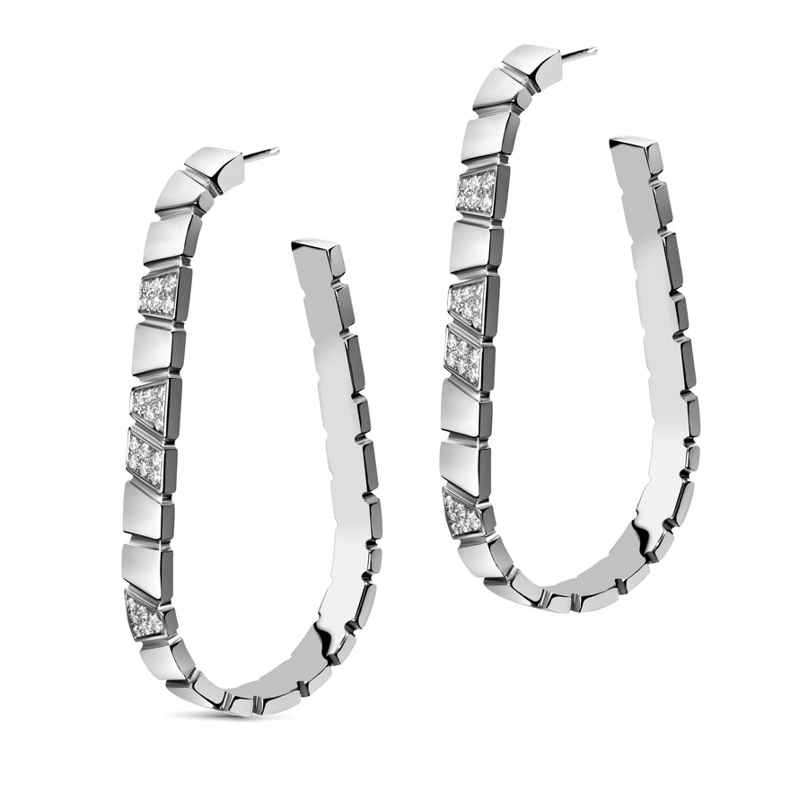 Boucles d'oreilles Ride & Love semi-pavées Large - Or blanc 18k - diamant éthique - Loyale Paris