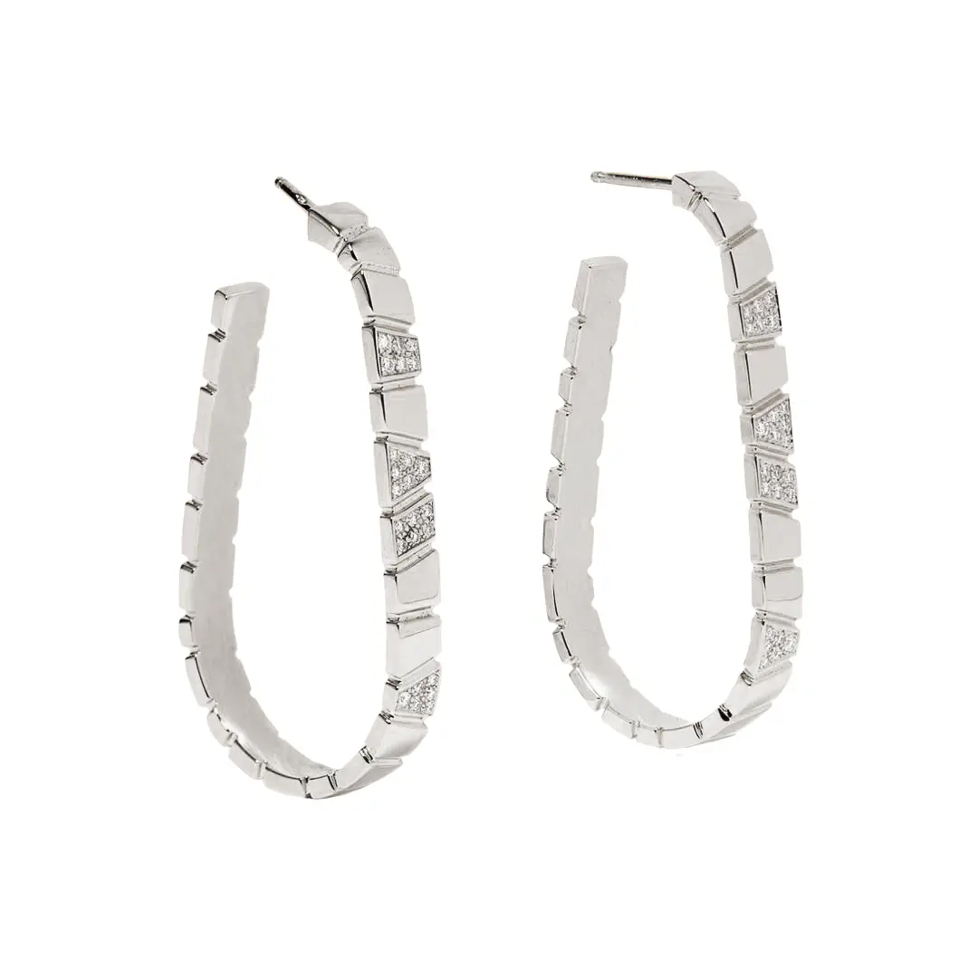 Boucles d'oreilles Ride & Love semi-pavées Large - Or blanc 18k - diamant éthique - Loyale Paris