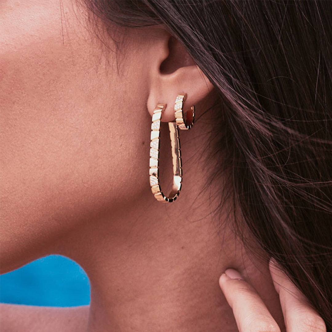 Boucles d'oreilles Ride & Love semi-pavées Large - Or blanc 18k - diamant éthique - Loyale Paris