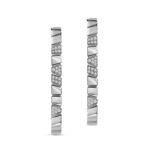 Boucles d'oreilles Ride & Love semi-pavées Large - Or blanc 18k - diamant éthique - Loyale Paris