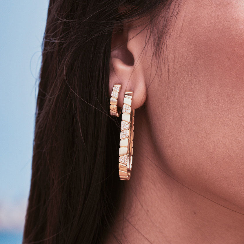 Boucles d'oreilles Ride & Love semi-pavées Large - Or rose 18k - diamant éthique - Loyale Paris