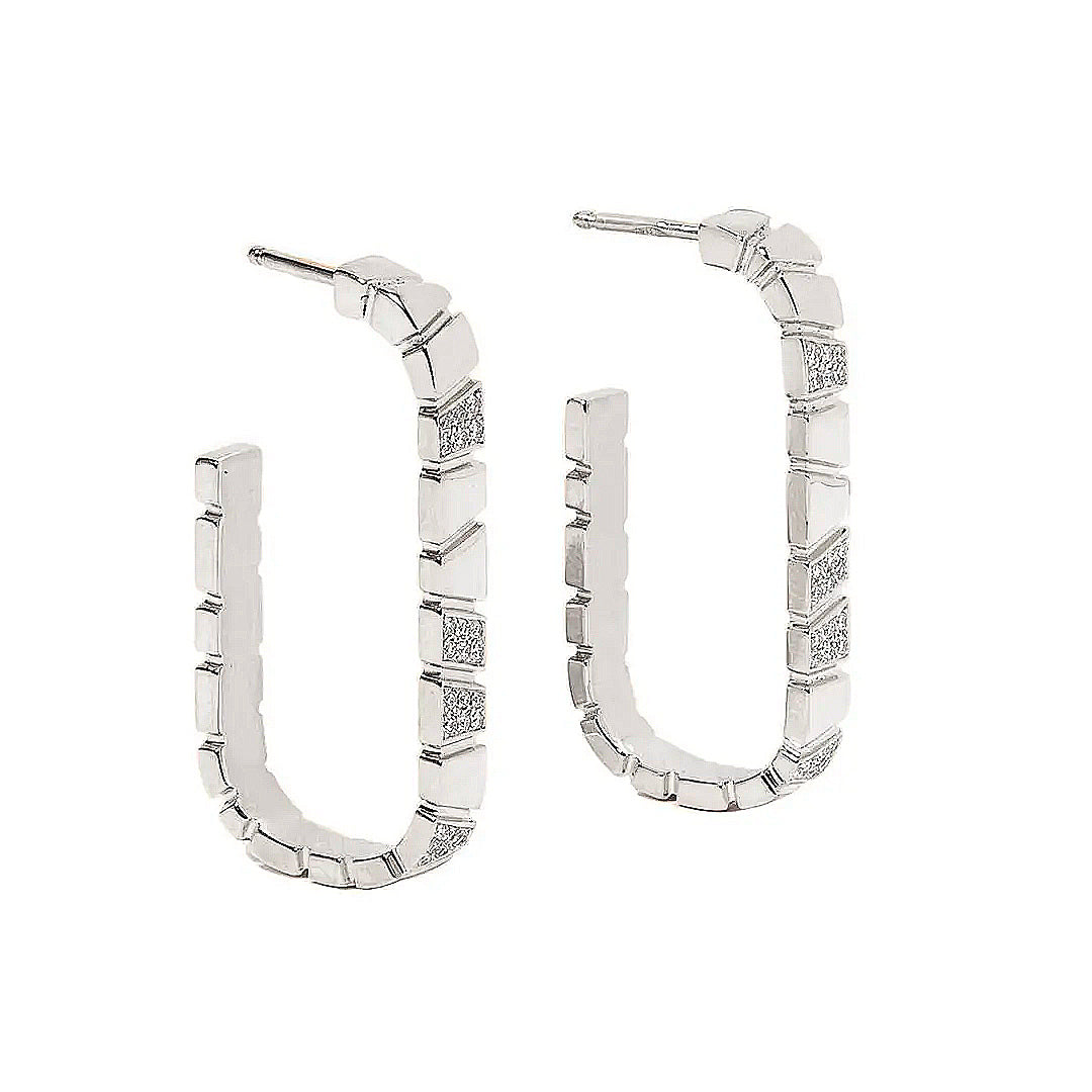 Boucles d oreilles Ride Love semi-pavees Medium - Or blanc 18k - diamant ethique - Loyale Paris - 1