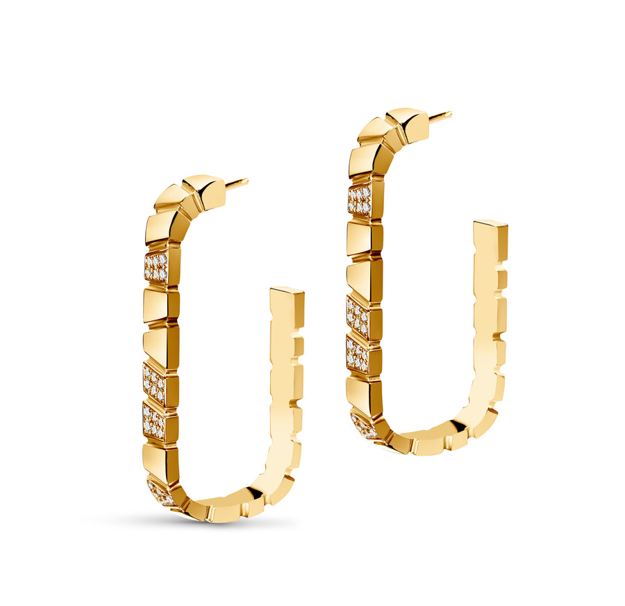 Boucles d'oreilles Ride & Love semi-pavées Medium - Or jaune 18k - diamant éthique - Loyale Paris