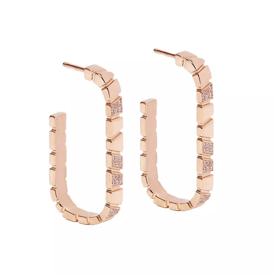 Boucles d'oreilles Ride & Love semi-pavées Medium - Or rose 18k - diamant éthique - Loyale Paris