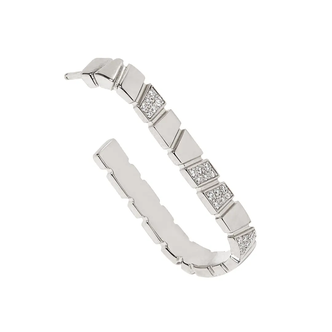 Boucles d'oreilles Ride & Love semi-pavées Medium - Or blanc 18k - diamant éthique - Loyale Paris