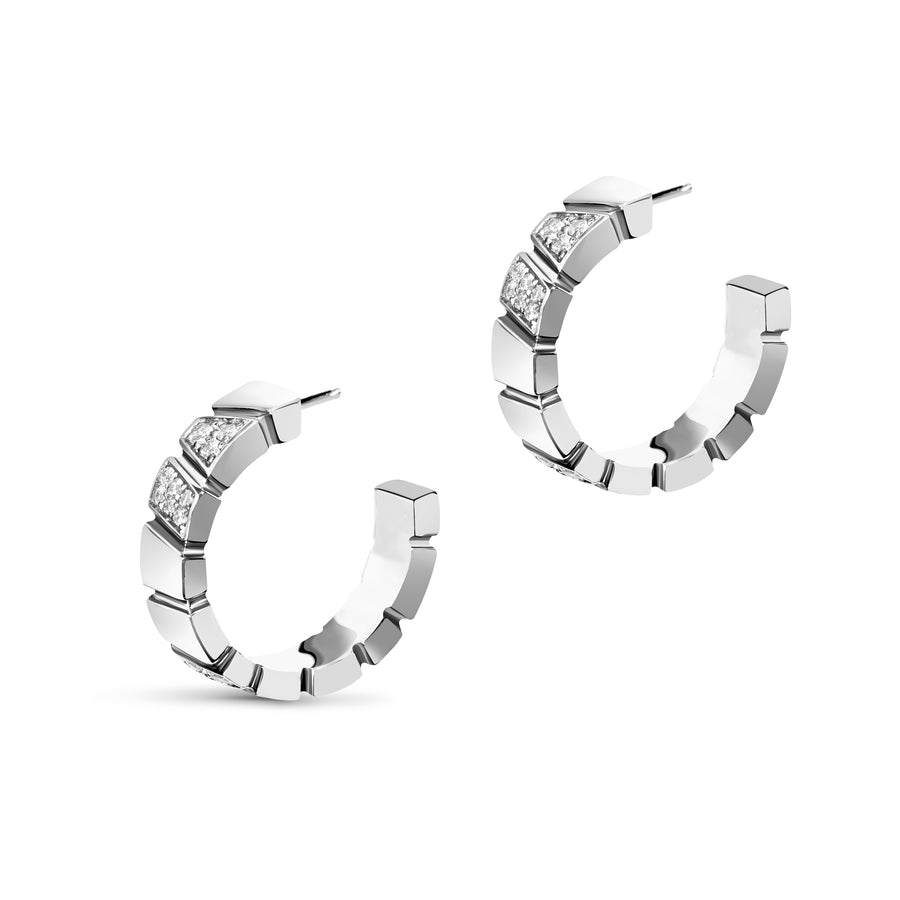 Boucles d oreilles Ride Love semi-pavees Small - Or blanc 18k - diamant ethique - Loyale Paris - 1
