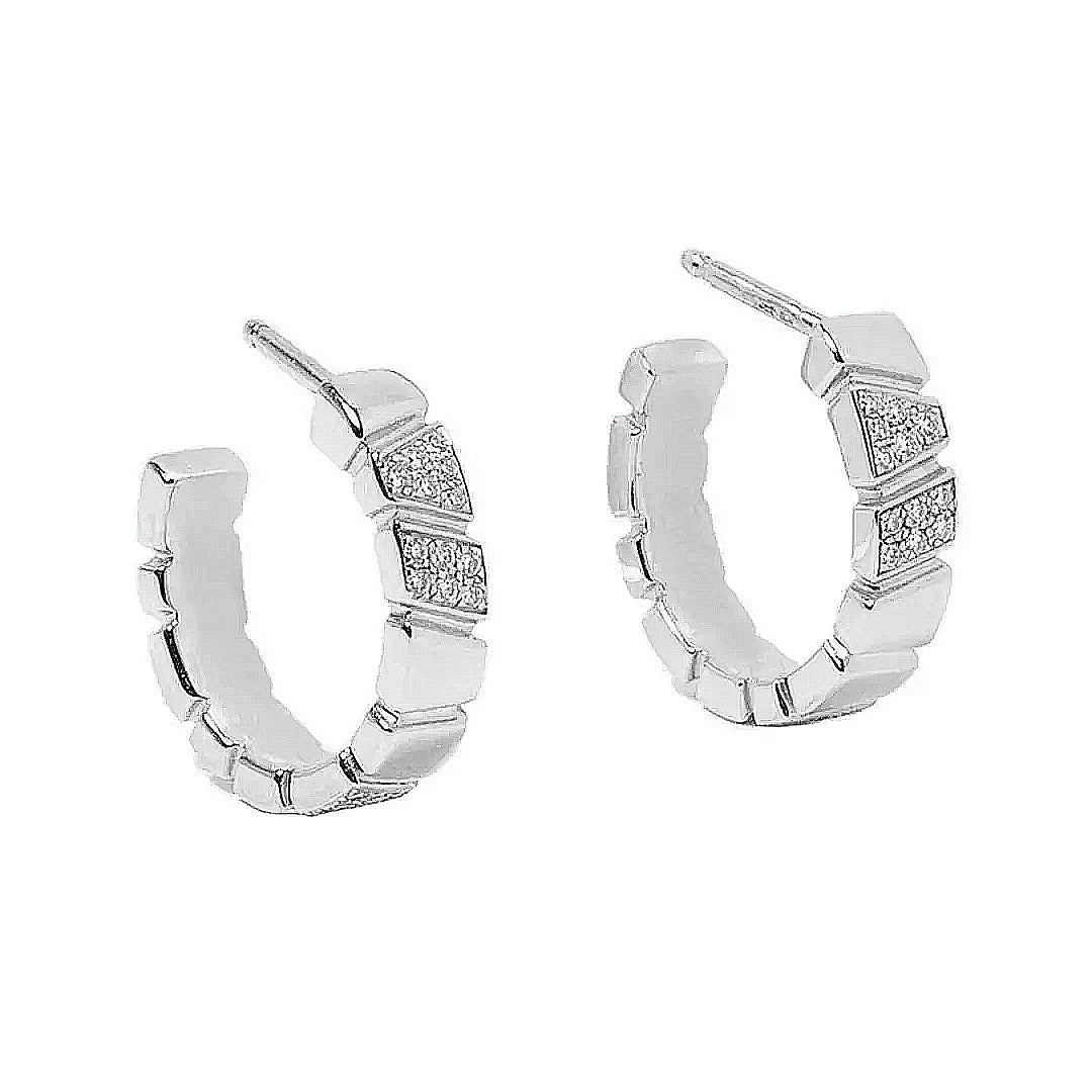 Boucles d oreilles Ride Love semi-pavees Small - Or blanc 18k - diamant ethique - Loyale Paris - 1