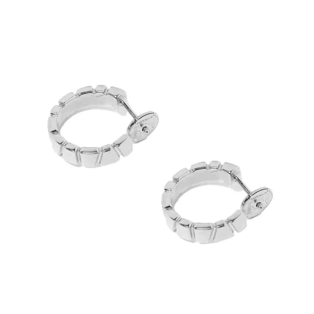 Boucles d'oreilles Ride & Love semi-pavées Small - Or blanc 18k - diamant éthique - Loyale Paris