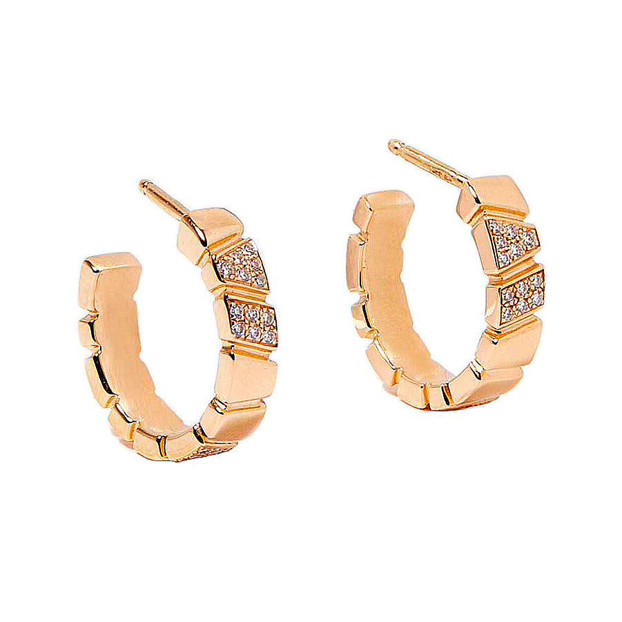 Boucles d oreilles Ride Love semi-pavees Small - Or jaune 18k - diamant ethique - Loyale Paris - 1