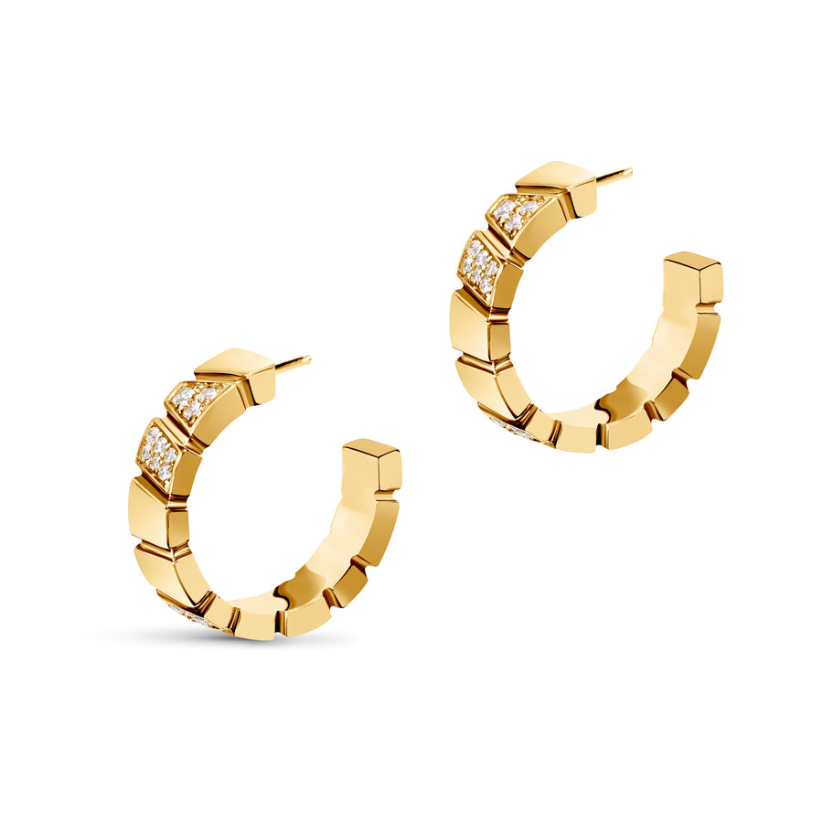 Boucles d oreilles Ride Love semi-pavees Small - Or jaune 18k - diamant ethique - Loyale Paris - 1