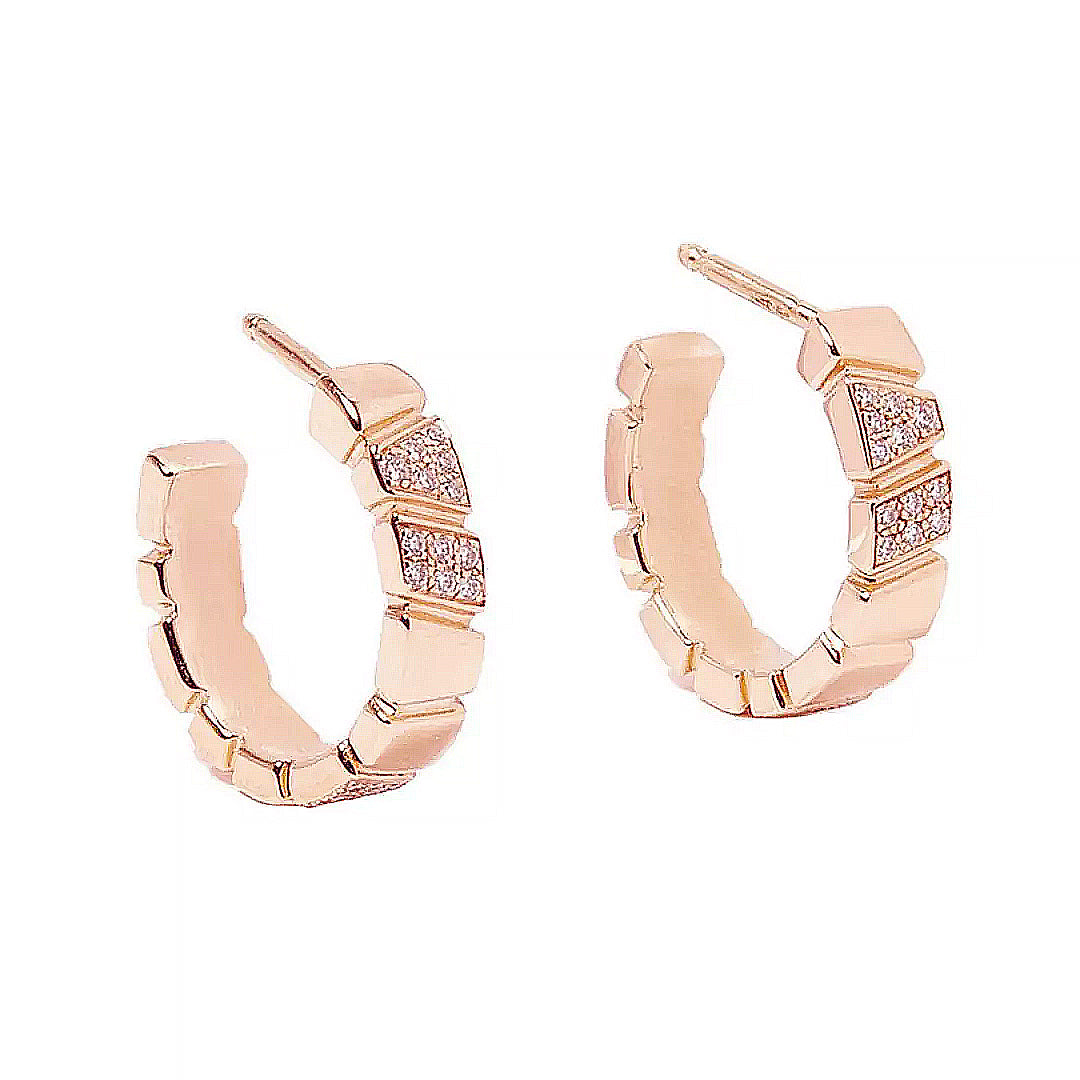 Boucles d oreilles Ride Love semi-pavees Small - Or rose 18k - diamant ethique - Loyale Paris - 1