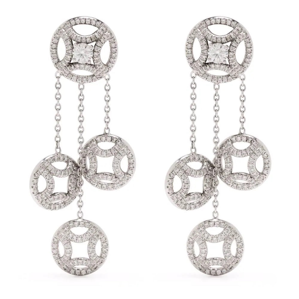 Boucles d'oreilles pendantes Perpétuel.le 0.25ct x2 pavées - Or blanc 18k - diamant éthique - Loyale Paris