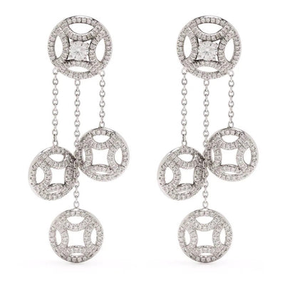 Boucles d'oreilles pendantes Perpétuel.le 0.25ct x2 pavées - Or blanc 18k - diamant éthique - Loyale Paris
