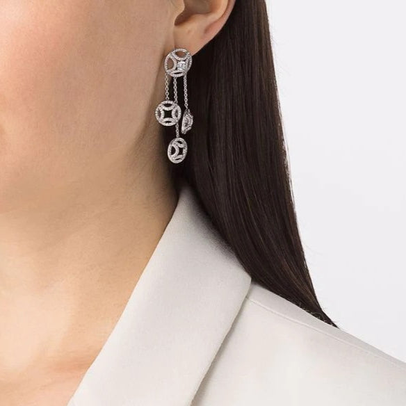 Boucles d'oreilles pendantes Perpétuel.le 0.25ct x2 pavées - Or blanc 18k - diamant éthique - Loyale Paris