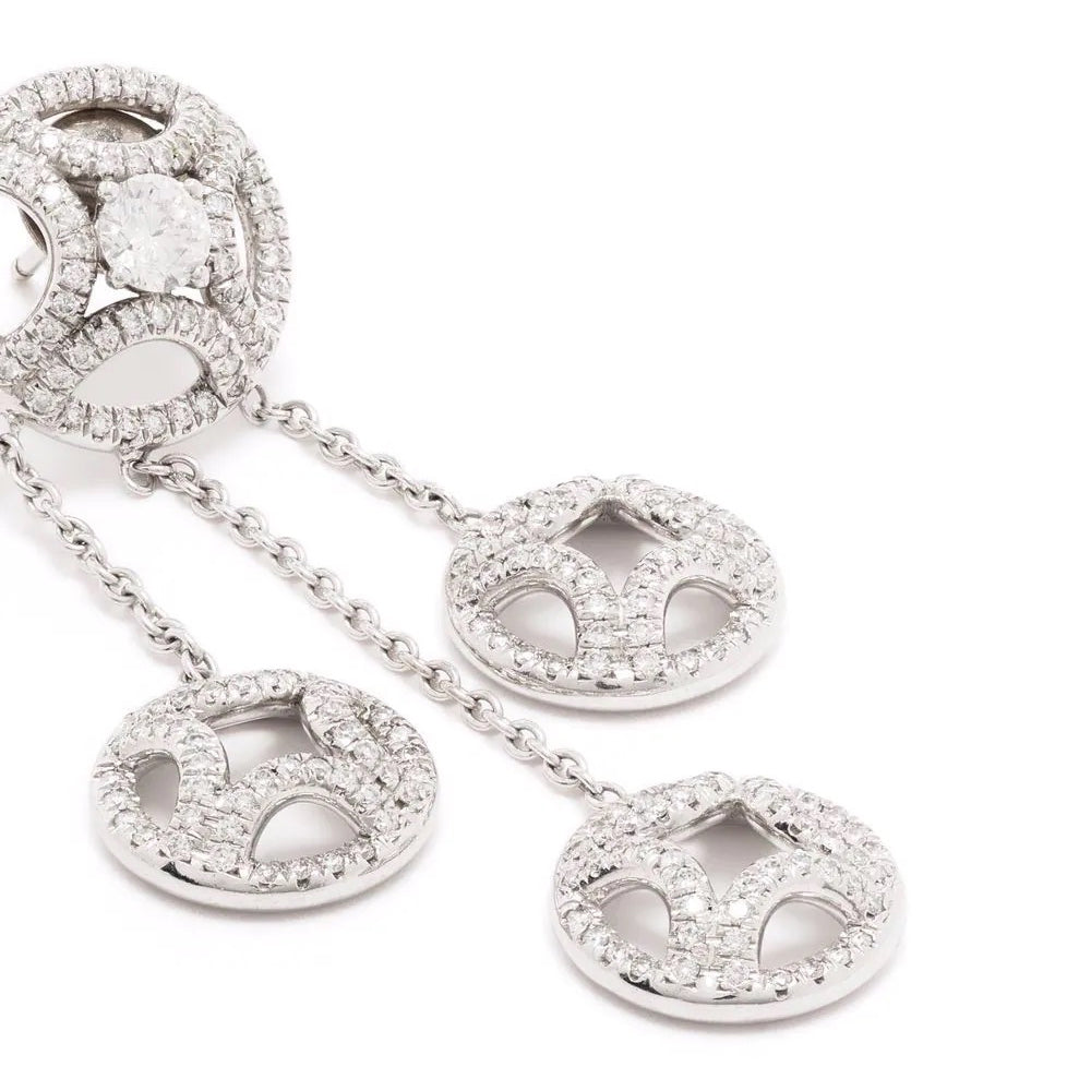 Boucles d'oreilles pendantes Perpétuel.le 0.25ct x2 pavées - Or blanc 18k - diamant éthique - Loyale Paris