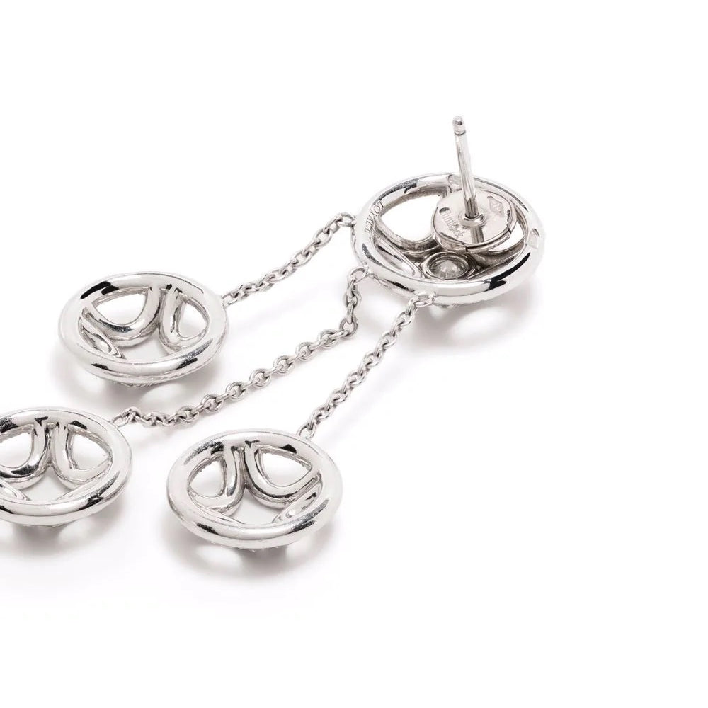 Boucles d'oreilles pendantes Perpétuel.le 0.25ct x2 pavées - Or blanc 18k - diamant éthique - Loyale Paris