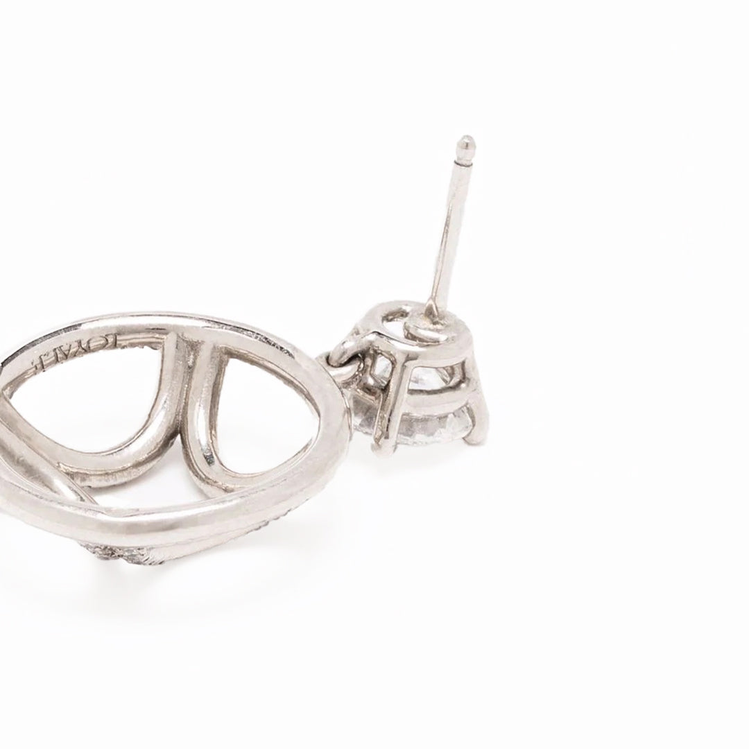 Boucles d'oreilles pendantes Perpétuel.le 1ct x2 pavées - Or blanc 18k - diamant éthique - Loyale Paris